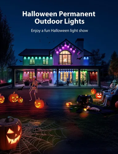Vista 7 de Luces permanentes para exteriores, 200 pies inteligentes IC+RGB luces de Navidad para exteriores con 144 LED, IP67 impermeable LED aleros
