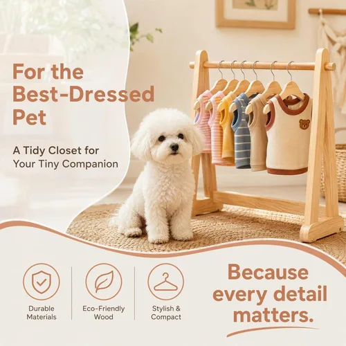 Vista 2 de Soporte para ropa para mascotas, 10 piezas, mini colgador de ropa para perro, perchero para disfraz de mascota