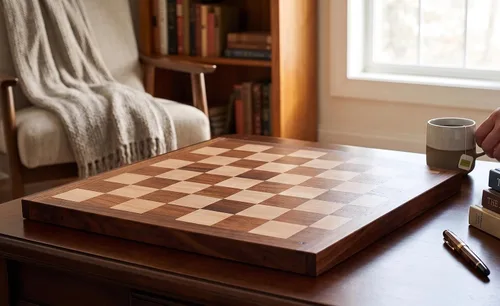Vista 3 de StonKraft Tablero de ajedrez de madera sin piezas para jugadores profesionales de ajedrez – Piezas de ajedrez de madera y latón adecuadas