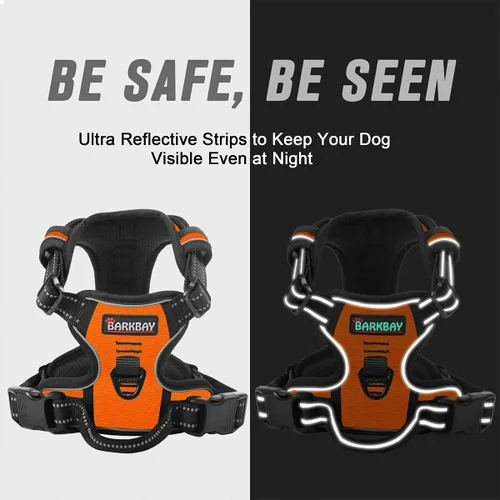 Vista 88 de BARKBAY - Arnés para perro sin tirones con clip frontal, material resistente y reflectante, asa de fácil control para pasear perros grandes