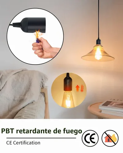 Vista 5 de HESSION - Cable de extensión colgante para farol, cable de lámpara de 5.9 pies, máximo 360 W, interruptor de encendido/apagado E26/E27, iluminación