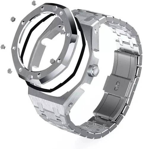 Vista 4 de GA2100 - Kits de modificación de 45 GA2100 - Correa de reloj de metal con bisel de repuesto para Casio G-Shock GA2100GA-2110 juego de accesorios