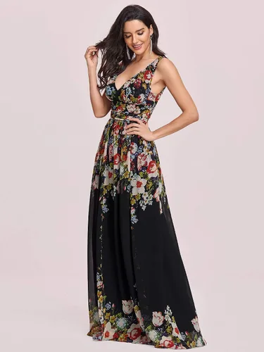 Vista 4 de Ever-Pretty - Vestido de noche largo, sin mangas, con cuello en V, semiformal, 09016