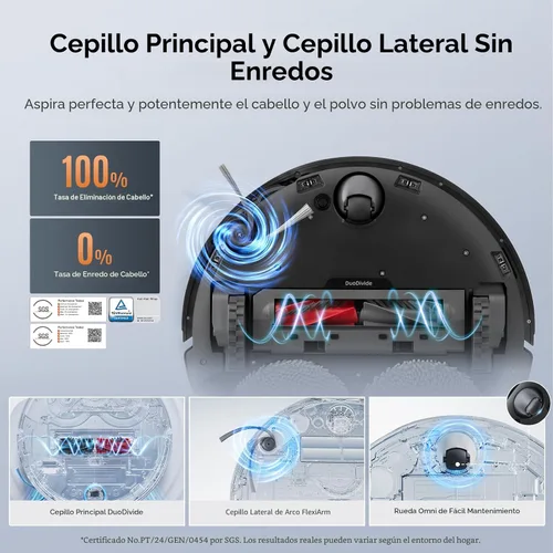 Vista 2 de Roborock Qrevo Edge S5A Robot Aspiradora y trapeadora, 18,500 Pa, sin enredos, cepillo principal DuoDivide, Cepillo lateral FlexiArm, lavado