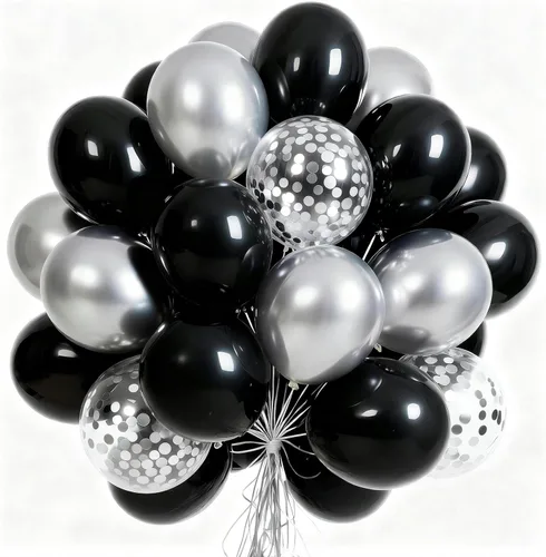Vista 27 de PartyWoo Globos negros y dorados, 66 globos de 12 pulgadas color negro mate cromado metálico dorado para graduación, baby shower, cumpleaños, Año