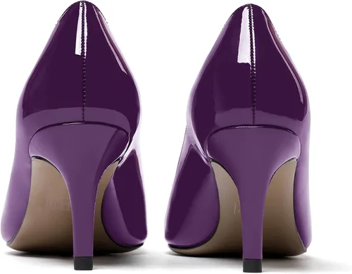 Vista 4 de MODENCOCO Zapatos de tacón medio de charol con punta puntiaguda para mujer, de 2.5 pulgadas