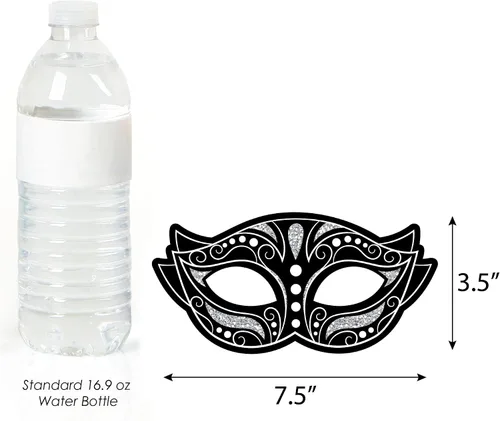 Vista 4 de Big Dot of Happiness Máscaras de mascarada - Tarjeta de papel, máscara veneciana para fiesta de fotos, kit de accesorios - 10