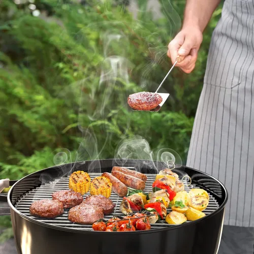 Vista 7 de onlyfire Rejilla de cocina con bisagras de repuesto de acero inoxidable para parrillas de carbón Weber de 22 pulgadas Se adapta a parrillas Weber