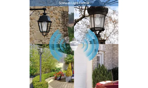 Vista 4 de Adaptador de enchufe de luz con sensor de movimiento de radar inteligente, complemento atornillado E26/E27, del atardecer al amanecer, radar