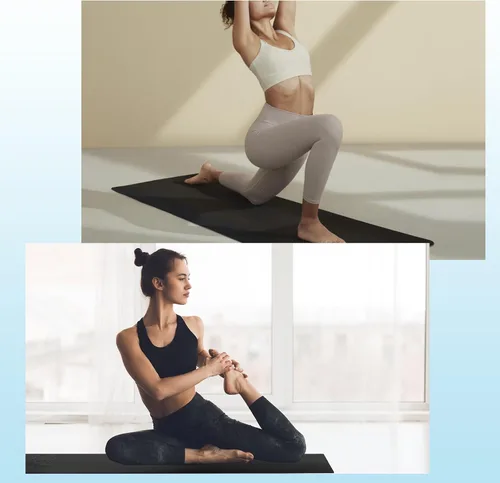 Vista 5 de Paquete de 10 alfombrillas de yoga a granel, 2.677 x 0.945 x 0.157 in de grosor, alfombrillas de yoga negras para niños y adultos, antideslizante