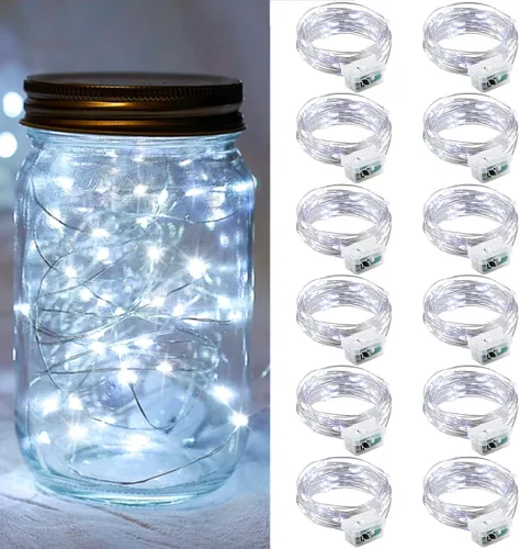 Vista 87 de Paquete de 6 luces de hadas a pilas con temporizador remoto, 8 modos de iluminación, 7 pies, 20 luces LED impermeables para Halloween, Navidad
