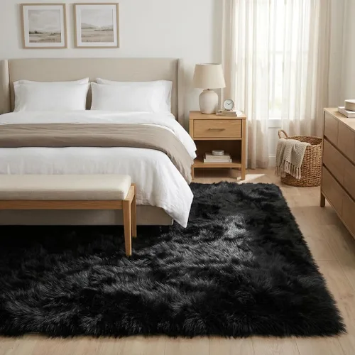 Vista 77 de Super Area Rugs - Alfombra de piel de oveja suave y esponjosa