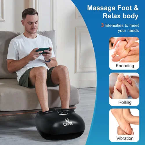 Vista 4 de COMFIER Shiatsu - Masajeador de pies con calor, vibración, máquina de masaje de pies de compresión rodante para fascitis plantar, tapete de masaje