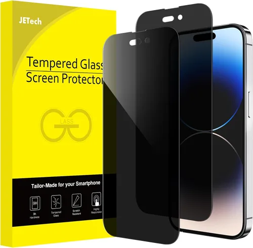 Vista 10 de JETech Protector de pantalla de privacidad para iPhone 14 Plus, paquete de 2 Vidrio templado de cobertura completa, protección de borde a borde
