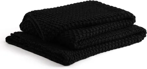 Vista 16 de YnM Manta de Punto Grueso de Algodón, Mantas de Punto Trenzado para Cama, Sofá, Sillón, Cómoda y Relajante, Pieza Decorativa para Casa de Campo Azul