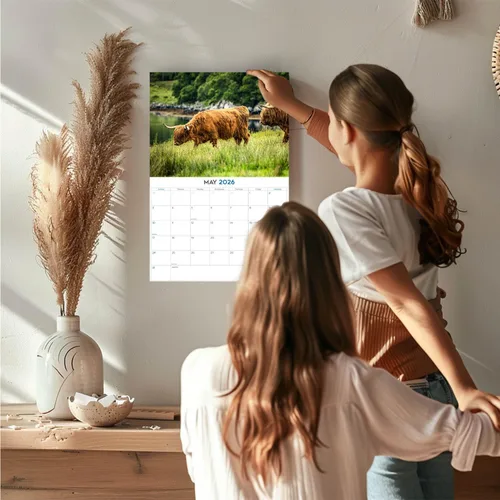Vista 587 de Calendario de grises africanos 2025 2026 – Planificador mensual de pared de aves africanas – 12 x 18 pulgadas (abierto), calendario de pared