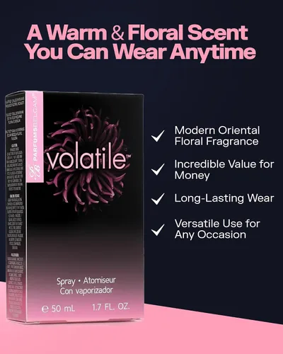 Vista 3 de PB ParfumsBelcam Volatile Eau de Parfum Spray para mujer, elegante perfume floral en polvo con jazmín, rosa, orquídea y fresia, fragancia femenina