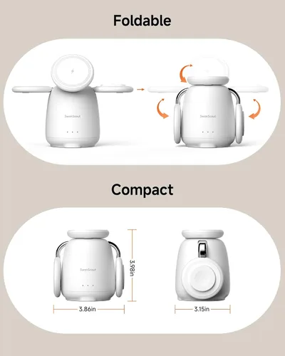 Vista 7 de SwanScout Estación de carga para cargador MagSafe, cargador inalámbrico 3 en 1 para iPhone 17/Air/16/15/14/13/12 Series, para Apple Watch y Air