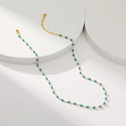 Vista 19 de Gargantilla con cuentas para mujer, chapada en oro de 18 quilates, gargantilla delicada para mujer