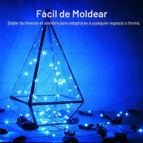 Vista 5 de Olafus Paquete de 16 luces de hadas azules que funcionan con pilas, mini tira de luces estrelladas impermeables IP68, 7 pies, 20 luces LED