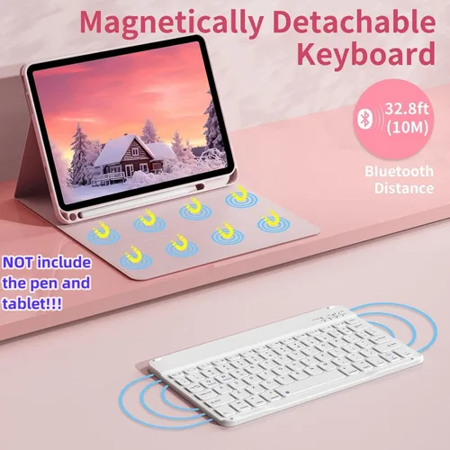 Vista 3 de Funda para teclado Galaxy Tab S6 Lite de 10.4 pulgadas 2024/2022/2020, cubierta de teclado Bluetooth magnético desmontable con retroiluminación de 7