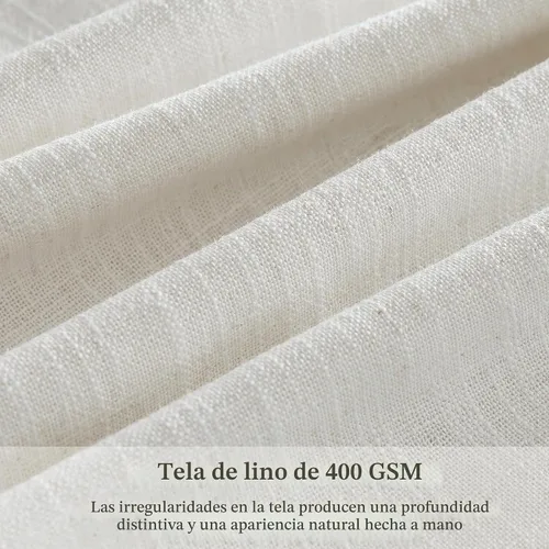 Vista 6 de TWODRAPES Pinch - Cortinas plisadas de lino semitransparente color beige de Beige Blanco