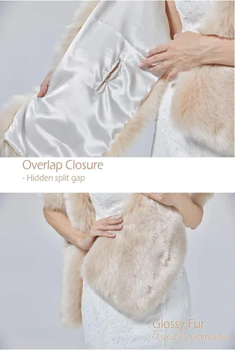 Vista 2 de BEAUTELICATE Chal de piel sintética para mujer, abrigo de piel suave para eventos de boda de invierno
