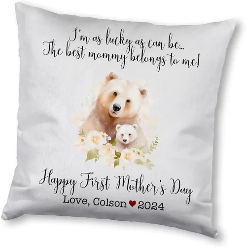 Vista 12 de Mother's Day Bear, First Mother's Day Custom Pillowcase, Personalized Mother's Day Pillowcase, Gift for Mom, Home Decor
