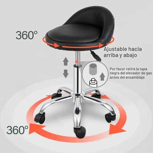 Vista 4 de Nova Microdermabrasion - Taburete giratorio para salón de microdermoabrasión, taburete ajustable para tatuaje, oficina, masaje, médico, facial, spa