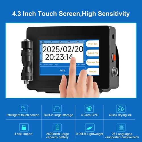 Vista 3 de PEKOKO LB100S Impresora de inyección de tinta térmica TIJ portátil inteligente de mano de 0.500 in en línea QR Bar Lote Número de fecha Máquina
