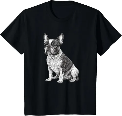 Vista 26 de Divertida camiseta francesa Bulldog francés en blanco y negro, Negro