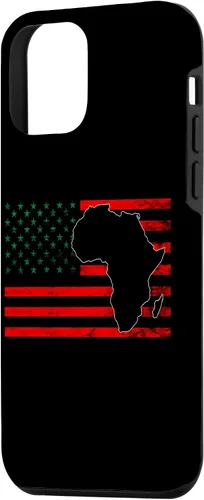 Vista 2 de Funda para iPhone 12 mini USA Black History Afro-American Pan African UNIA Flag Case