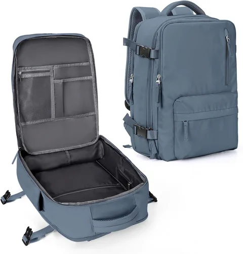Vista 30 de WONHOX - Mochila grande, aprobada para vuelo, unisex, para viajes, trabajo, negocios o laptop, a1-Negro, Medium