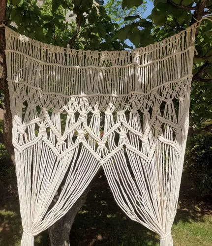 Vista 8 de Homesunshine Tapiz de macramé para colgar en la pared, divisor de habitación, cortinas de macramé, cortinas de ventana, cortinas de puerta, telón