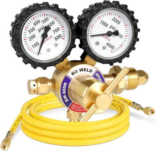Vista 7 de BO WELD Regulador de nitrógeno con 0-800 PSI, conexión de entrada CGA580 y calibre de conexión de salida de 1/4 '' macho