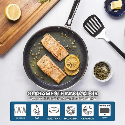 Vista 6 de Viking Sartén antiadherente de 3 capas, 10 pulgadas de acero inoxidable híbrido plus para cocina, plateado