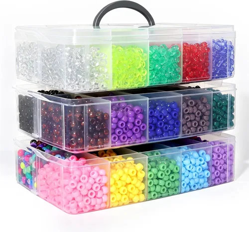 Vista 8 de LIS HEGENSA Kandi - Juego de cuentas de pony a granel, para hacer collares, joyas, trenzar el cabello, pulseras, cuentas de plástico