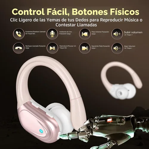 Vista 6 de Auriculares inalámbricos Bluetooth 80 horas de reproducción de auriculares con pantalla de potencia con micrófono con cancelación de ruido