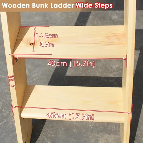 Vista 5 de Escalera antideslizante de madera de 60 pulgadas con 5 bandas de rodadura anchas, escalera de seguridad para adultos mayores