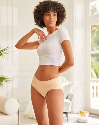 Vista 4 de INNERSY Ropa interior de algodón para mujer, bragas hipster transpirables, multicolor, paquete de 4