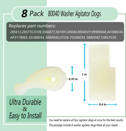 Vista 4 de Kit de Reemplazo de Perros Agitadores de Lavadora 80040, Compatible con Lavadoras Whirlpool y Kenmore - Reemplaza 285612, 285770, 3366877