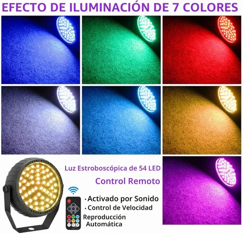 Vista 2 de Telbum luces estroboscópicas, 54 luces LED RGB súper brillantes, luz estroboscópica mini para fiestas, luces estroboscópicas de Halloween