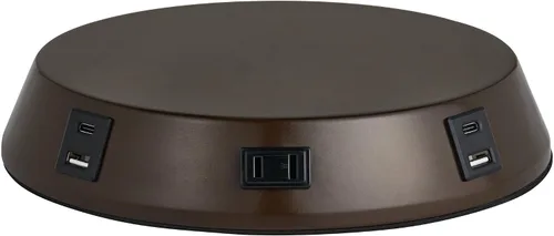 Vista 5 de Base de lámpara de estación de trabajo de carga universal de 1 34 pulgadas de alto con puertos USB A+C y toma de corriente de CA con acabado