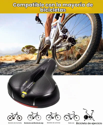 Vista 5 de MSDADA Cómodo cojín para asiento de bicicleta, asiento de bicicleta ancho cómodo para hombres y mujeres con doble absorción de impactos, acolchado