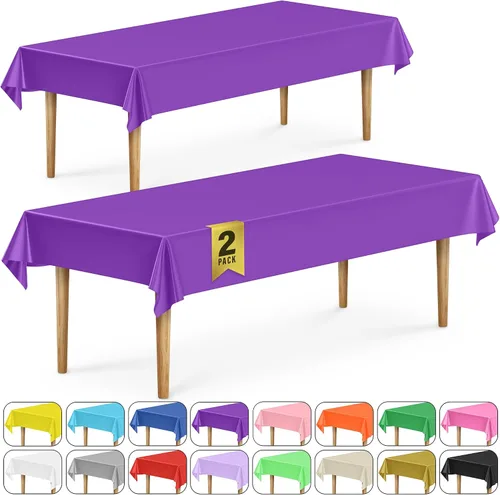 Vista 25 de DecorRack 2 Manteles rectangulares de plástico libres de BPA, 54 x 108 pulgadas, mantel de mesa para comedor, mantel rectangular para fiestas