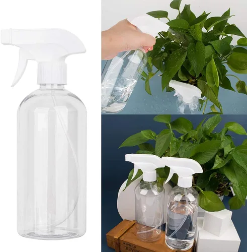 Vista 4 de UUJOLY Botella pulverizadora de plástico de 17 onzas con gatillo de botellas de spray vacías contenedor recargable para agua, aceites esenciales