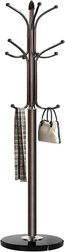 Vista 8 de Kertnic Perchero independiente, árbol de pasillo de metal resistente con 12 ganchos, perchero estable de 70 pulgadas de alto con base de mármol Negro