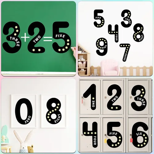 Vista 6 de Qyeahkj Tablón de anuncios de números gigantes, pósteres educativos de matemáticas para niños pequeños, maestros imprescindibles para el aula Negro