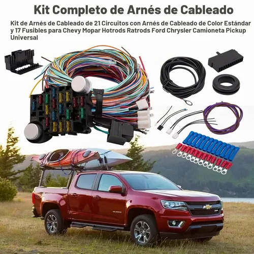 Vista 6 de Kit de arnés de cableado de 21 circuitos, cables universales extralargos para Ford, Chevy, Chrysler, Mopar Hotrods y Ratrods