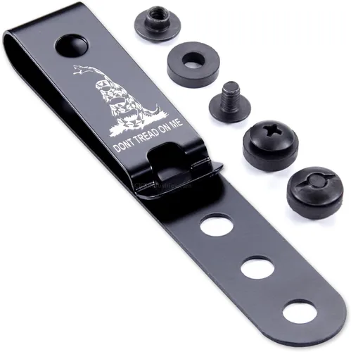 Vista 28 de HolsterSmith - Clip universal de metal para cinturón para hacer fundas, modelo 5, (3 agujeros), color negro táctico
